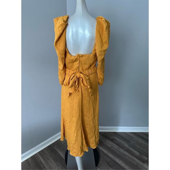 JOHANNA ORTIZ Lotus And Beetle Belted Textured Woven Midi Dress US 6 $1150 - Picture 7 of 11